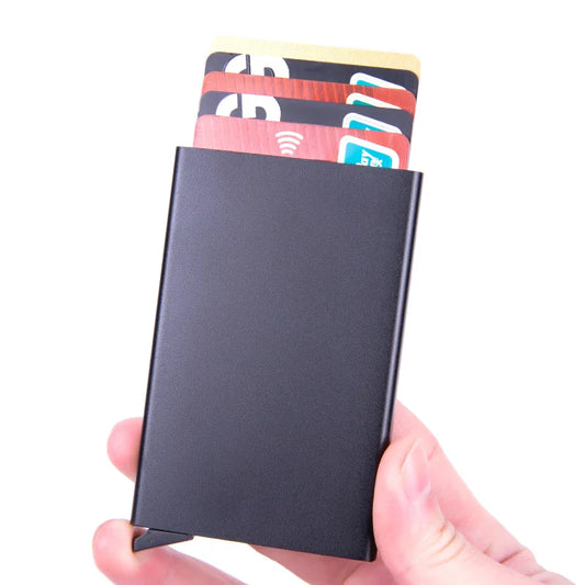 Small and Practical Pop Up Minimalist Smart Wallet Thin Slim RFID Credit Card Holder for Men Women Metal Purse Mini Wallets
